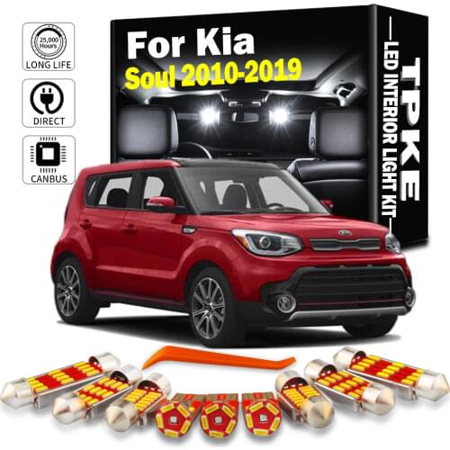 White Car Accessories Canbus Error Free LED Interior Light For 2010-2018 2019 Kia Soul Reading Light Kit Map Dome License Lamp