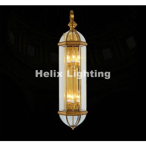 Free Shipping Brass Retro Brass Lamp 110V~220V Indoor/Outdoor Brass Wall Lighting D20cm H66cm Antique Bronze Living Room Lights