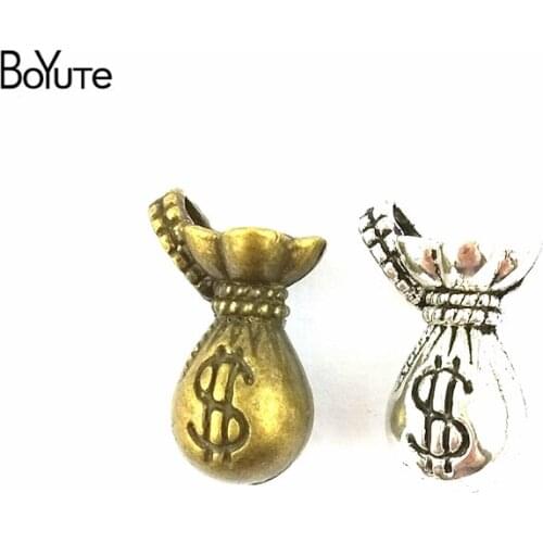 BoYuTe (40 Pieces/Lot) 10*21MM Antique Bronze Silver Plated Metal Dollar Money Charms Pendants for Jewelry Making Diy Handmade