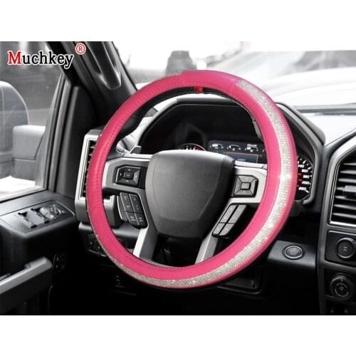 MUCHKEY Brand For Ford F150 2018 Car Steering Wheel Cover Luxury Crystal Leather Anti-Slip Auto Accessories Interior