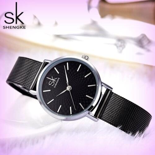 2020 SK Super Slim Ladies Watches Sliver Mesh Stainless Steel Watch Women Luxury Casual Clock Male Wrist Watch Relogio Feminino