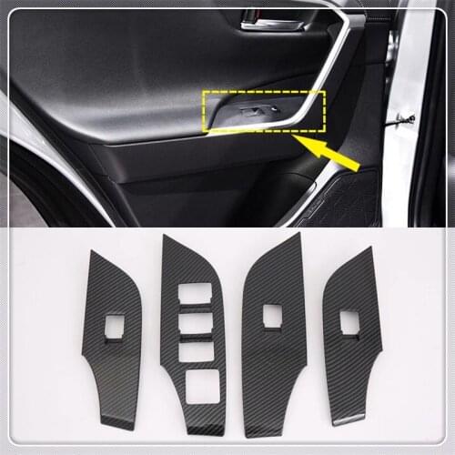 For Left Hand Drive Vehicle For Toyota RAV4 2019 2020 Car Window Switch Lift Cover Armrest Trim Car-Styling Accessories 4pcs