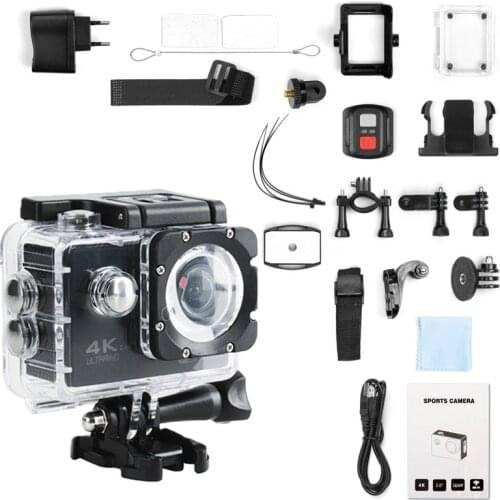 Ultra HD 4K Action Camera WiFi 2.0inch 170D With Remote Control Go Waterproof Pro Bicycle Helmet Video Recording Sport Camera DV