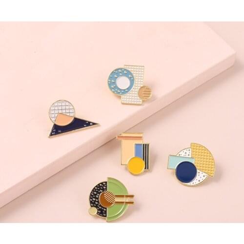 Measuring Geometric Building Blocks Enamel Pins Triangle Rhombus Square Round Metal Brooch Lapel Pins Up Men Women Jewelry Gifts