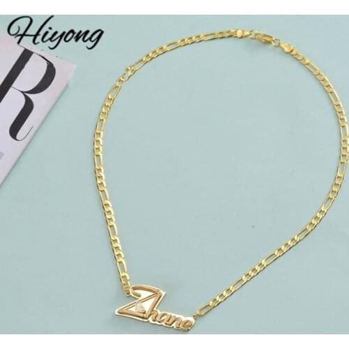 Hiyong Custom Name Necklace,Hip Hop Pendent Personalized Name Necklace Carving Double Plated Jewelry Flower Necklace Women Gifts