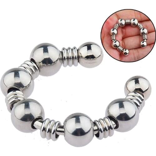 Dick Cock Rings Penis Glans Cockring Chastity Beads Glans Delay Ejaculation Time Lasting Stainless Steel Metal Sex Toys For Men