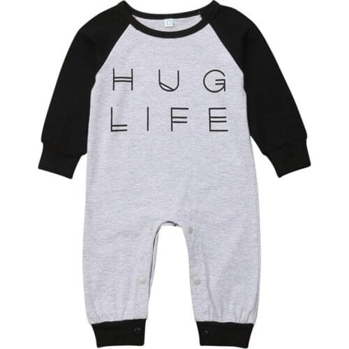 2019 Newborn Baby Boys Girls Long Sleeve Romper Jumpsuit Cotton Letters Print Clothes