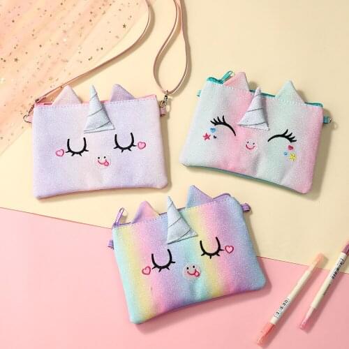 Cartoon Unicorn Coin Purse Shoulder Bag Women Girls Corduroy Square Belt Phone Purse Travel Fur Crossbody Bag Coin Purse Gifts