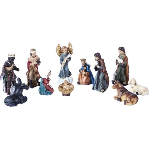 Colorful Nativity 11pc Set - Holy Family Birth of Jesus Figurine Christmas Home Decor Miniatures Ornament Church Xmas Gift