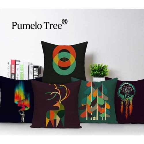 Square Decorative Home Textile colourful tree Cushion Cover almohada soft seat car linen suit cushion pillowcase 45x45 BO-4