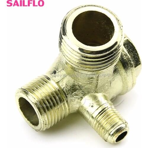 New 3-Port Brass Male Threaded Check Valve Connector Tool for Air Compressor G08 Whosale&DropShip