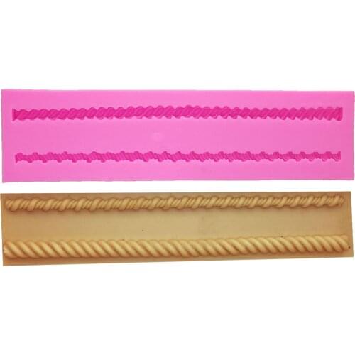 M0154 Hemp Rope lace Fondant Cake Decorating Tools Wedding Cake Border Silicone Mold Sugar Paste Candy Molds