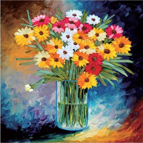 Small Daisy Flower Vase Diamond Painting Oil Floral Round Full Drill Nouveaute DIY Mosaic Embroidery 5D Cross Stitch Home Decor