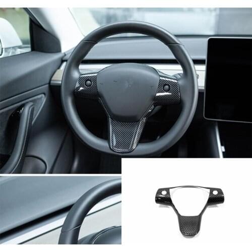 Model3 Steering Wheel decorative patch for Tesla Model 3 2021 Accessories Carbon Fibre ABS Steering Wheel tesla model three