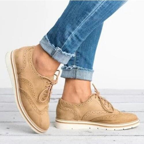 Fashion Women Flats Brogue Shoes Woman Platform Oxfords British Style Creepers Cut-Outs Flat Casual Women Shoes Big Size 35-43