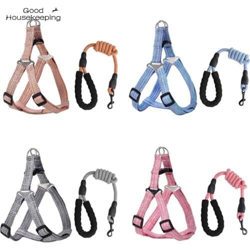 Nylon Pet Dog Harness No Pull Adjustable Dog Leash Vest Classic Running Leash Strap Belt for Small and Medium Large Dogs