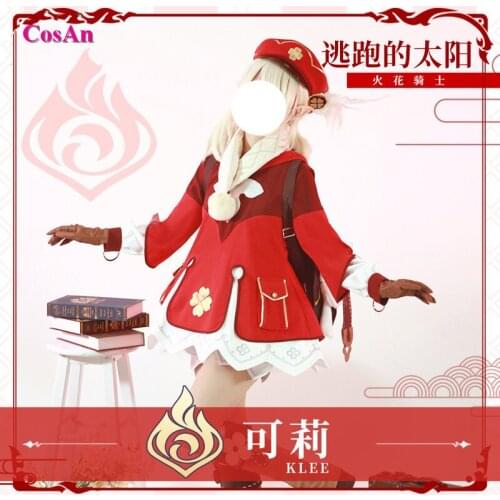 New Hot Game Genshin Impact Klee Cosplay Costume Spark Knight Cute Red Lolita Dress Female Activity Party Role Play Clothing S-L