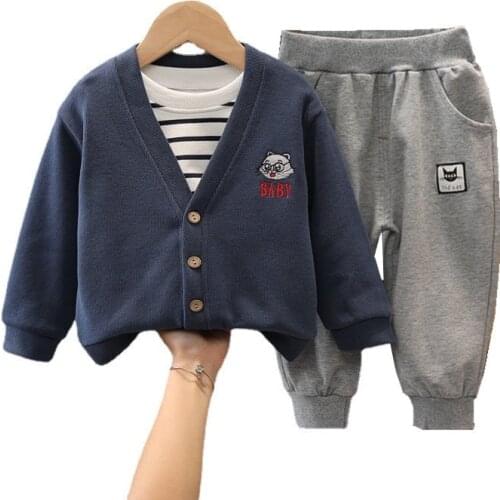New Spring Autumn Baby Boys Clothes Suit Fashion Children Jacket T-Shirt Pants 3Pcs/Sets Toddler Sports Costume Kids Tracksuits