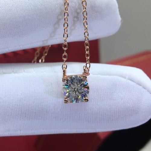 Rose Gold Diamond Test Past Moissanite Cow Head Pendant Necklace Silver 925 Original 1 Carat D Color Moissanite Chain for Women