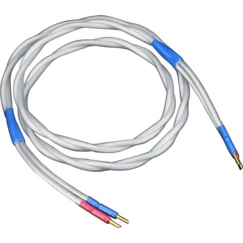 Pair 7N OCC copper silver plated loudspeaker cable hifi speaker wire with gold plated banana plug connector
