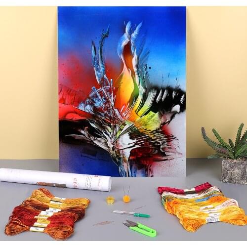 Landscape Prickly Flower Printed 11CT Cross Stitch Patterns DIY Embroidery DMC Threads Sewing Handicraft Craft Handmade Gift