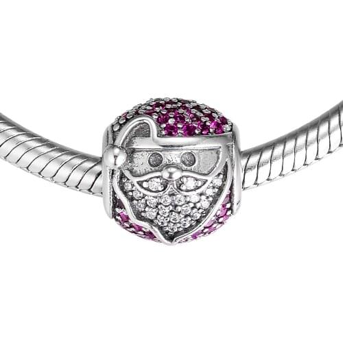 Fits For Pandora Charms Bracelets Sparkling Jolly Santa Beads with CZ 100% 925 Sterling-Silver-Jewelry Free Shipping