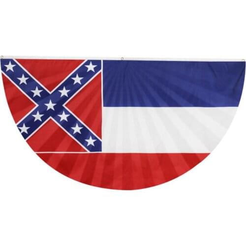 Mississippi State Half Round Flag 45*90CM Polyester Banner Flag With Brass Grommet Home Garden Party Deocr Fade Resistant