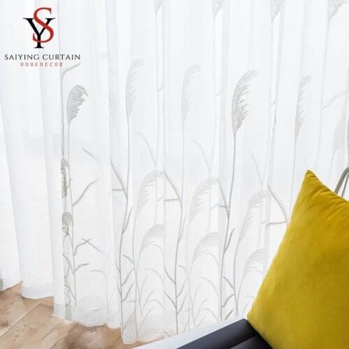 Embroidered Floral Sheer Curtains for Living Room Bedroom Kitchen Tulle Voile Curtains on the Window Drapes European style
