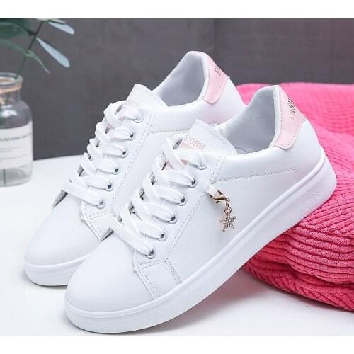 Flat White Shoes Female 2021 Spring and Autumn Lace Up Student Casual Shoes Sports Shoes Four Seasons Single Shoes Shose Women
