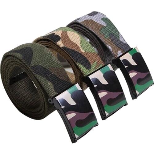 Unisex Men Women Belt Automatic Square Buckle Waist Strap Sports Luxury Canvas Belts Vintage Webbing Belts Accessories