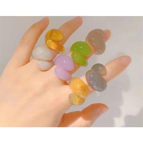 Vintage Distortion Rings for Women Fashion Jewelry Y2K Rings Aesthetic Resin Candy Colorful Harajuku Accessories 90s Gifts New