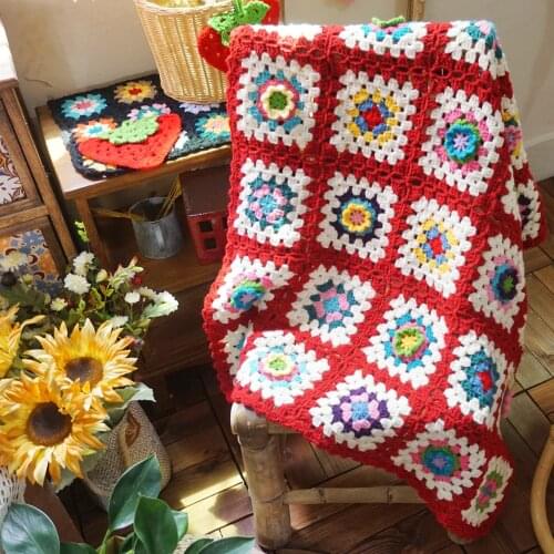 Hot sale Handmade fashion crochet blanket cushion pastoral style gift