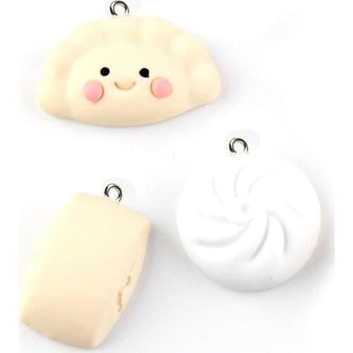 Yamily 10pcs/Resin Chinese Foods 3D Simulation Steamed Buns Cartoon Dumplings Charm Pendants For DIY Earring Jewelry Keychains