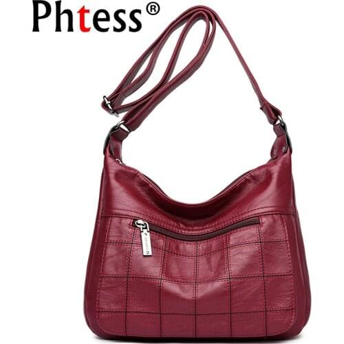 2019 Women Plaid Leather Shoulder Bags Vintage Female Messenger Bag Flap Bolsas Femininas Crossbody Bags Laides Handbags Girls