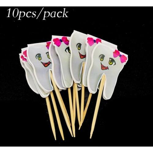 10pcs/lot Pink Teeth theme cupcake topper fruit pick Teeth theme party decorations for girls teeth theme cupcake toppers