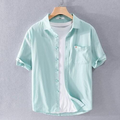 100% Cotton summer new style short sleeve brand shirts men fashion comfortable casual shirt men tops mens clothes camisa chemise