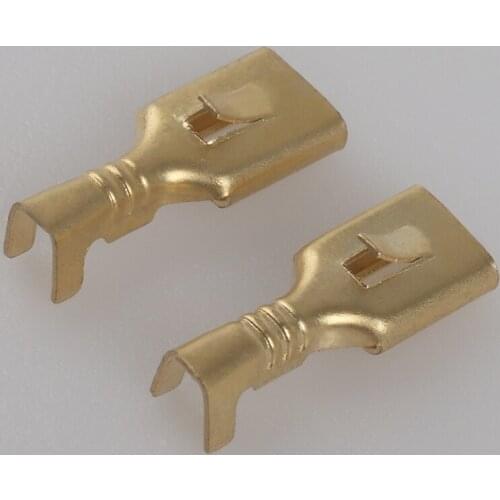 100pcs/Lot 4.8 series insulated terminal thickness 0.5 male insert Brass connectors car terminals