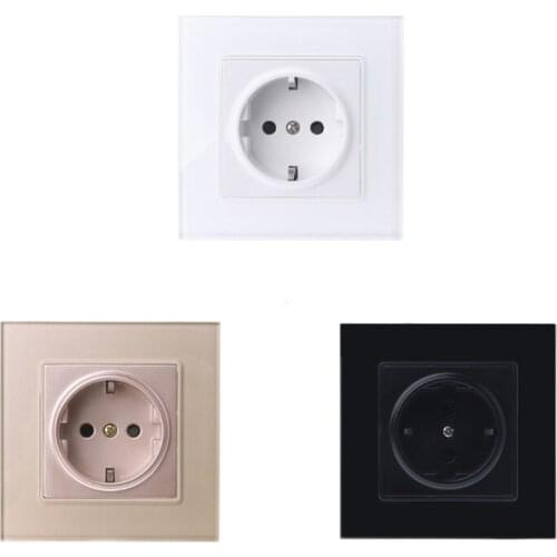 16A EU Standard 86 Type Wall Power Socket Glass Charger Adapter Panel 110V-250V L15