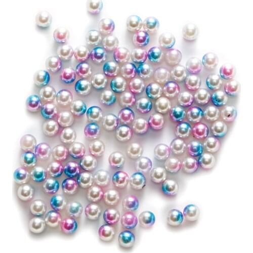 3 Color Gradient Round ABS Acrylic Nonporous Pearl Imitation Findings Jewelry Making Beads 4-6mm