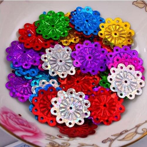 500pcs/lot Big Flower Sequins 18mm PVC Sewing DIY Mix Colors Laser Hologram Multi Colors Mix Confetti