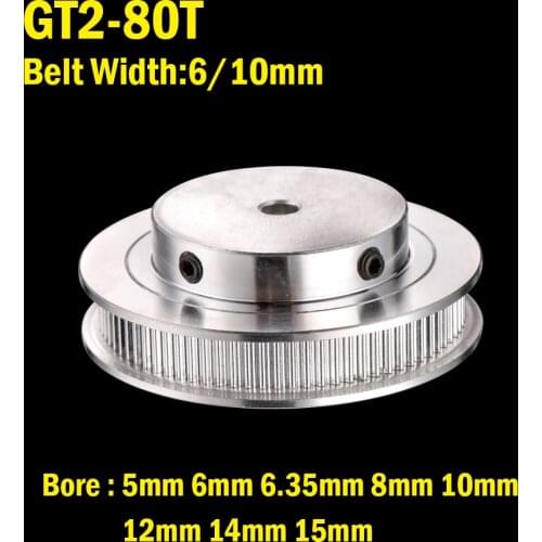 80 Teeth 2GT synchronous Pulley Bore 5/6/6.35/8/10/12/14/15mm for width 6/9/10/15mm GT2 pulley Belt 80Teeth 80T