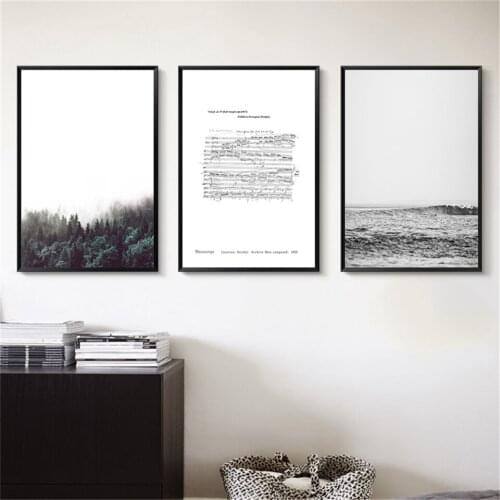 Black and White Ocean Waves Canvas Nordic Posters Prints Sea Landscape Wall Art Painting Note Pictures for Living Room Decora