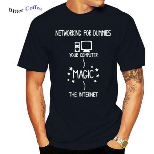 Funny Networking For Dummies T-Shirt Men Nerd It Computer Gift Programmer Cotton Casual Short Sleeve Printed Mens Tshirt Tops