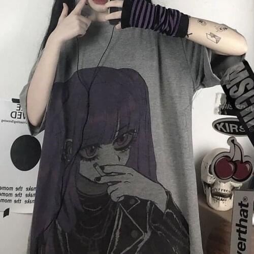 Trendy Ins Korean Street Hip-Hop Cartoon T-Shirt Female Summer WomenS Clothing Harajuku Print Loose Oversized T-Shirt 2021 New