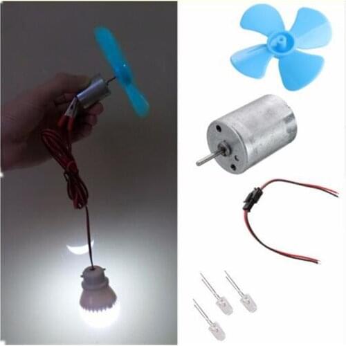 Wind Turbine Generator DIY Kit Alternator Mini Wind Generator Micro Motor+Diode Plug Four Blue Leaf Paddle