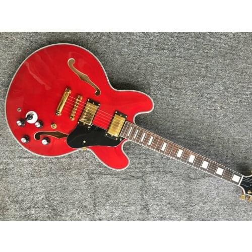 Good quality jazz hollow body with f hole red electric guitar jazz 335 guitar free shipping