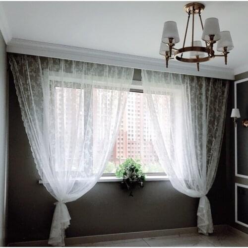 Aqumotic Custom Korean Lace Window Screening Finished Curtain Screen Door Partition Garden Living Room Bay Window Shading