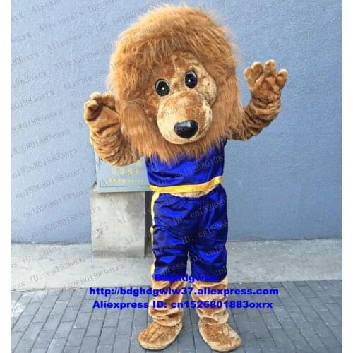 Brown Blue Lion Wild Animal Mascot Costume Adult Cartoon Character Outfit Prevalent Prevailing Popular Campaign zx972