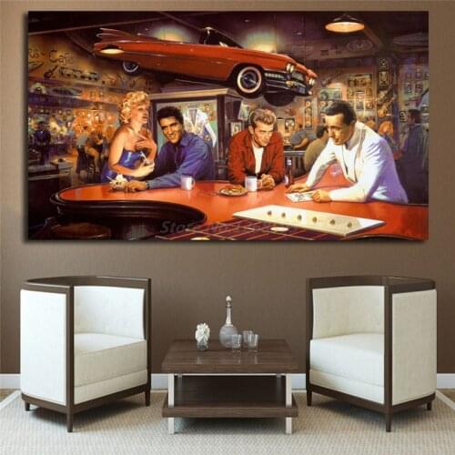 Marilynes Monroes Elviss Presleys James Dean Humphrey Bogart HD Art Canvas Poster Painting Wall Picture Print Bedroom Decoration