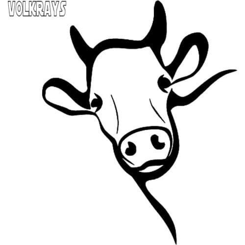 Volkrays Fashion Cartoon Car Sticker Animal Cow Accessories Reflective Waterproof Sunscreen Vinyl Decal Black/Silver,15cm*12cm